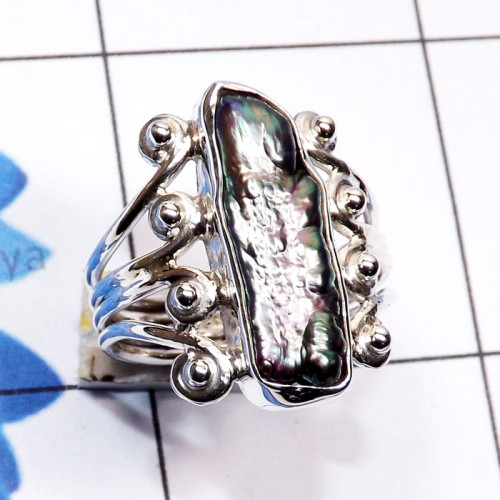 Biwa pearl D - SDR802-925 Silver Manufacturer Biwa Pearl Handmade Designer Ring
