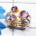 Amethyst Cut A - STR954-Round Shape Cut n Cab Gemstone Three Tone Rhodium Plated