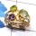 Multi Cut Gemstone O - STR954-Round Shape Cut n Cab Gemstone Three Tone Rhodium Plated