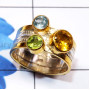 Multi Cut Gemstone D - STR953-Two Tone Rhodium Plated 925 Sterling Silver Cut n Cab Gem