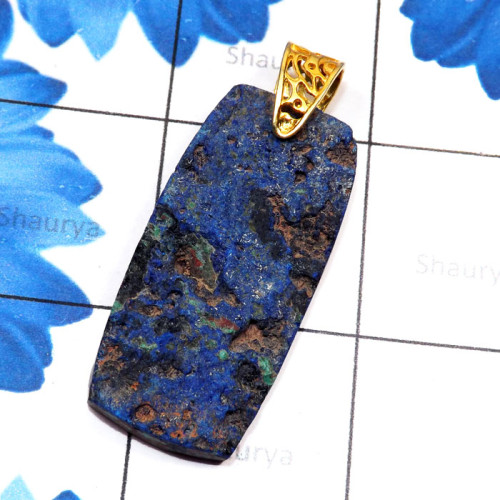Azurite Druzy A - SDP864-Larimar Rough n Azurite Druzy Made in 925 Silver Drilled