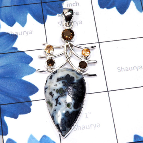 Pyrite Dendritic A - SSP967-Wave Jasper, Pyrite Dendritic, Black Coral, Vivianite, Pi