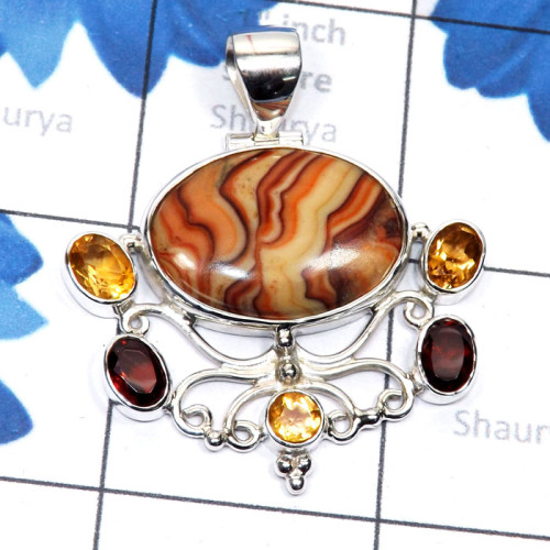 Wave Jasper E - SSP966-Brecciated Mookaite, Vasonite, Blue Aragonite, Septarian