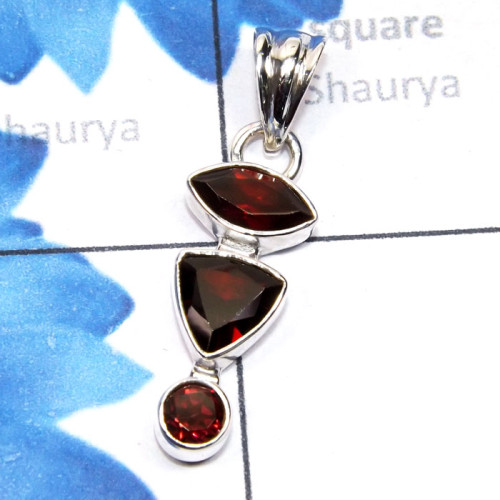 Garnet Cut B - SSP960-Semiprecious Cut Three Gemstone Made in 925 Silver Lightw