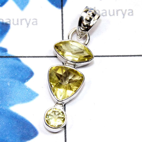 Lemon Cut C - SSP960-Semiprecious Cut Three Gemstone Made in 925 Silver Lightw