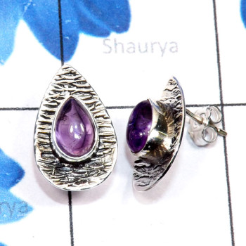 Amethyst Cab D - SSE973-Sterling 925 Silver Genuine Cut n Cab Gemstone Lightweigh