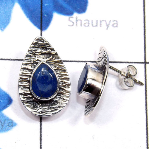 Blue Sapphire Corundum G - SSE973-Sterling 925 Silver Genuine Cut n Cab Gemstone Lightweigh Blue Sapphire Corundum G - SSE973-Sterling 925 Silver Genuine Cut n Cab Gemstone Lightweigh