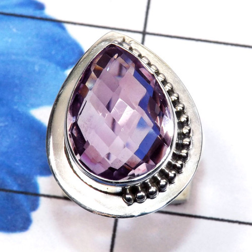 Amethyst Cut I - SDR788-Sterling 925 Silver Manufacturer Genuine Gemstone Handmad