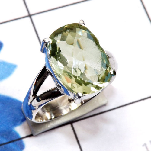 Green Amethyst A - SPR967-Genuine Cut n Cab Gemstone Sterling 925 Silver Handmade P Green Amethyst A - SPR967-Genuine Cut n Cab Gemstone Sterling 925 Silver Handmade P