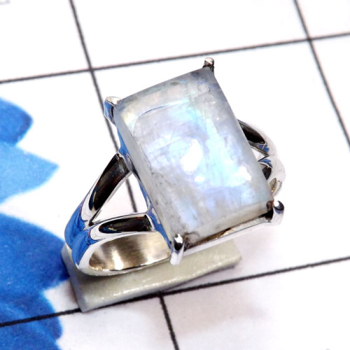 Rainbow Moonstone G - SPR967-Genuine Cut n Cab Gemstone Sterling 925 Silver Handmade P Rainbow Moonstone G - SPR967-Genuine Cut n Cab Gemstone Sterling 925 Silver Handmade P