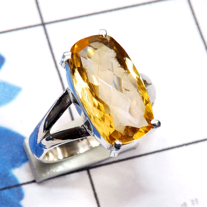 Citrine Cut O - SPR967-Genuine Cut n Cab Gemstone Sterling 925 Silver Handmade P Citrine Cut O - SPR967-Genuine Cut n Cab Gemstone Sterling 925 Silver Handmade P