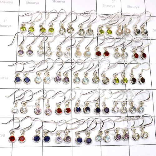 35 Pair Multi Cut Earring O - WSL992-Genuine Gemstone with 925 Sterling Earring, Pendant, Ring