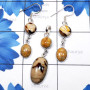 2 Pcs Peanut Wood, Fossil Coral B - SPW997-Peanut Wood, Ethiopian Opal, Turtella Jasper 925 Silver E