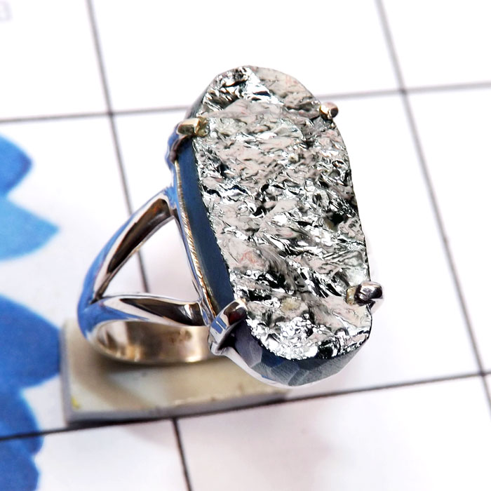 Silicon Druzy G - SCO997-Silicon Druzy with Solid 925 Silver Prong Setting Ring Silicon Druzy G - SCO997-Silicon Druzy with Solid 925 Silver Prong Setting Ring