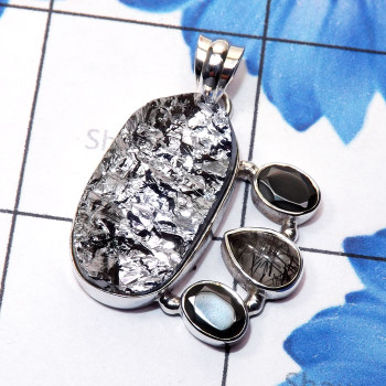 Silicon Druzy, Hematite A - SCO996-Silicon Druzy with Other Genuine Gemstone 925 Silver Hand