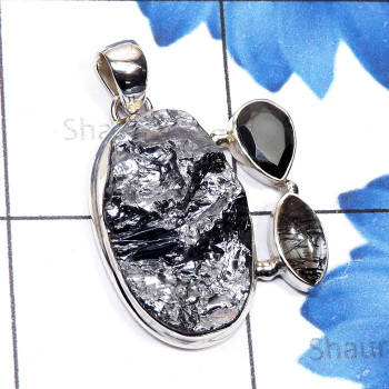 Silicon Druzy, Black Rutile C - SCO996-Silicon Druzy with Other Genuine Gemstone 925 Silver Hand