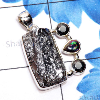 Silicon Druzy, Hematite H - SCO996-Silicon Druzy with Other Genuine Gemstone 925 Silver Hand