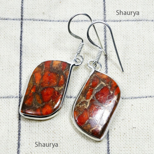 Red Copper Turquoise E - BZE876-Fancy Shape Cab Gemstone Made in 925 Silver Bezel Setting Red Copper Turquoise E - BZE876-Fancy Shape Cab Gemstone Made in 925 Silver Bezel Setting
