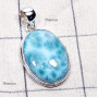 Larimar O - LDS987-Beautiful Larimar 925 Sterling Silver Handmade Plain Sett