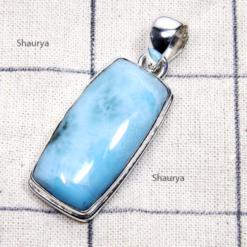 Larimar A - LDS985-Large Larimar Cab Gemstone 925 Sterling Silver Stunning P