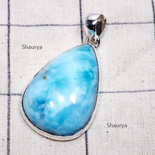 Larimar B - LDS985-Large Larimar Cab Gemstone 925 Sterling Silver Stunning P