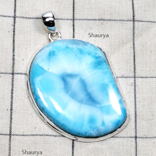Larimar C - LDS985-Large Larimar Cab Gemstone 925 Sterling Silver Stunning P