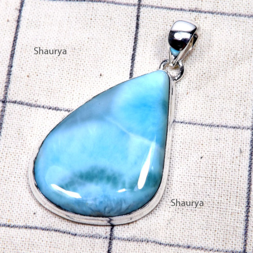 Larimar D - LDS985-Large Larimar Cab Gemstone 925 Sterling Silver Stunning P