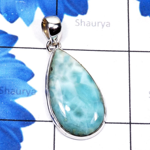 Larimar G - LDS985-Large Larimar Cab Gemstone 925 Sterling Silver Stunning P