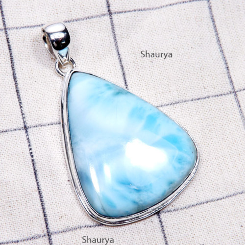 Larimar A - LDS983-Huge Larimar Genuine Gemstone Made in 925 Silver Chunky P