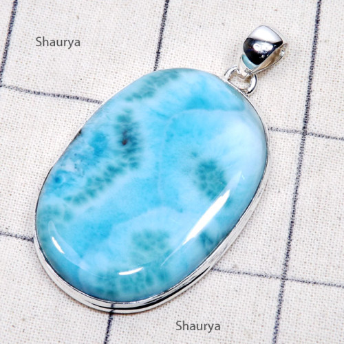 Larimar C - LDS983-Huge Larimar Genuine Gemstone Made in 925 Silver Chunky P Larimar C - LDS983-Huge Larimar Genuine Gemstone Made in 925 Silver Chunky P