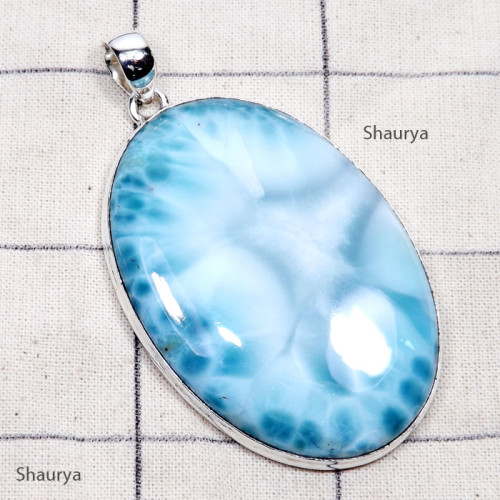 Larimar D - LDS983-Huge Larimar Genuine Gemstone Made in 925 Silver Chunky P