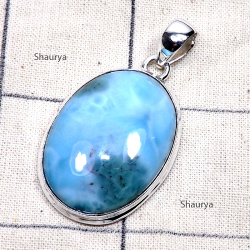 Larimar F - LDS983-Huge Larimar Genuine Gemstone Made in 925 Silver Chunky P