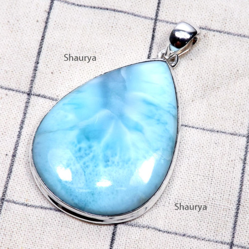 Larimar G - LDS983-Huge Larimar Genuine Gemstone Made in 925 Silver Chunky P