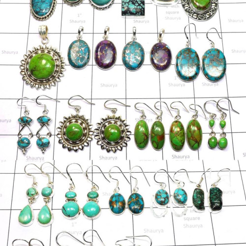 25 Pcs Turquoise stones O - WSL991- Turquoise wholesale gems with 925 sterling Pendants Earr 25 Pcs Turquoise stones O - WSL991- Turquoise wholesale gems with 925 sterling Pendants Earr