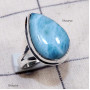 Larimar B - LDS981-Larimar Cab Charm Gemstone Made in 925 Silver Plain Ring