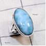 Larimar C - LDS981-Larimar Cab Charm Gemstone Made in 925 Silver Plain Ring
