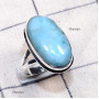 Larimar D - LDS981-Larimar Cab Charm Gemstone Made in 925 Silver Plain Ring