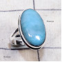 Larimar E - LDS981-Larimar Cab Charm Gemstone Made in 925 Silver Plain Ring
