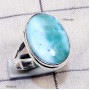 Larimar F - LDS981-Larimar Cab Charm Gemstone Made in 925 Silver Plain Ring