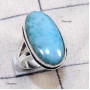 Larimar G - LDS981-Larimar Cab Charm Gemstone Made in 925 Silver Plain Ring