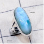 Larimar H - LDS981-Larimar Cab Charm Gemstone Made in 925 Silver Plain Ring