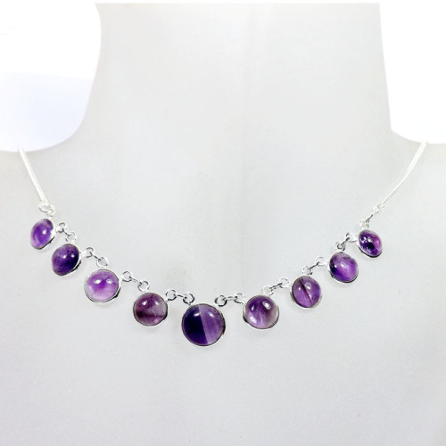 Amethyst Cab A - BZN993-Genuine Cut n Cab Gemstone 925 Silver Bezel Setting Trend