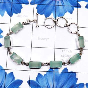 Aqua Chalcedony C - SPB911-Direct Factory 925 Silver with Genuine Cut n Cab Gemstone