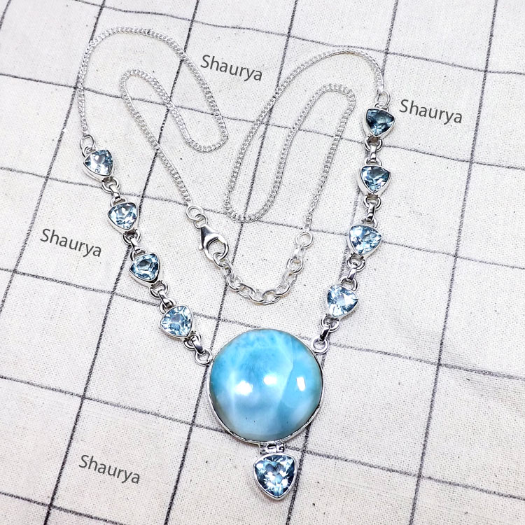 Larimar n Blue Topaz A - LDS979-Larimar with Blue Topaz, Tanzanite, 925 Sterling Silver B Larimar n Blue Topaz A - LDS979-Larimar with Blue Topaz, Tanzanite, 925 Sterling Silver B