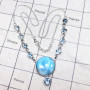 Larimar n Blue Topaz A - LDS979-Larimar with Blue Topaz, Tanzanite, 925 Sterling Silver B