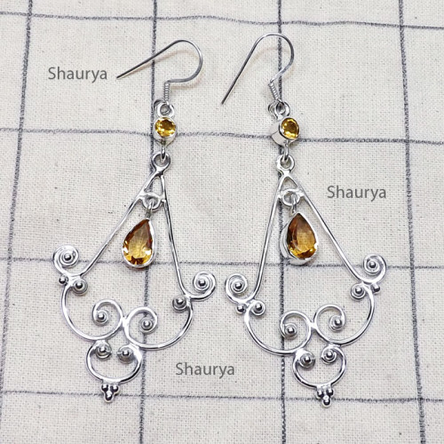 Citrine C - SDE807-Genuine Cut n Cab Gemstone 925 Sterling Silver Handmade D