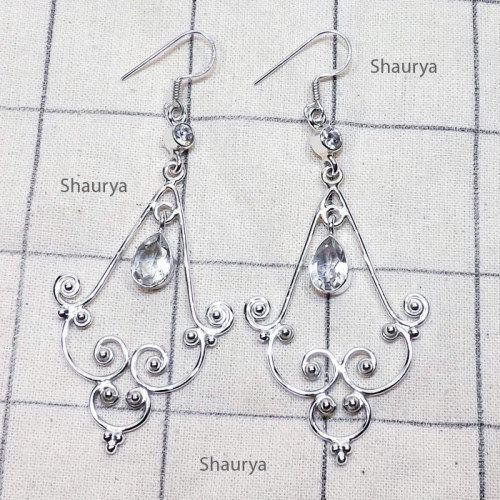 Crystal F - SDE807-Genuine Cut n Cab Gemstone 925 Sterling Silver Handmade D
