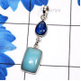 Blue Aragonite, Kynite G - SBA999-Blue Aragonite with Semiprecious Gemstone 925 Sterling Si