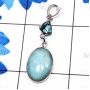 Blue Aragonite, Blue Topaz H - SBA999-Blue Aragonite with Semiprecious Gemstone 925 Sterling Si