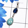 Blue Aragonite, Kynite I - SBA999-Blue Aragonite with Semiprecious Gemstone 925 Sterling Si